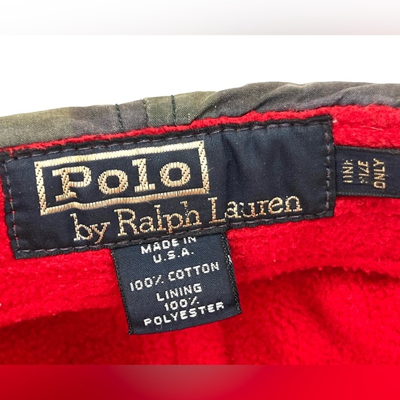 Vintage Polo Ralph Lauren 1994 Plaid Fleece Lined Cap Baseball Hat - Picture 6 of 7